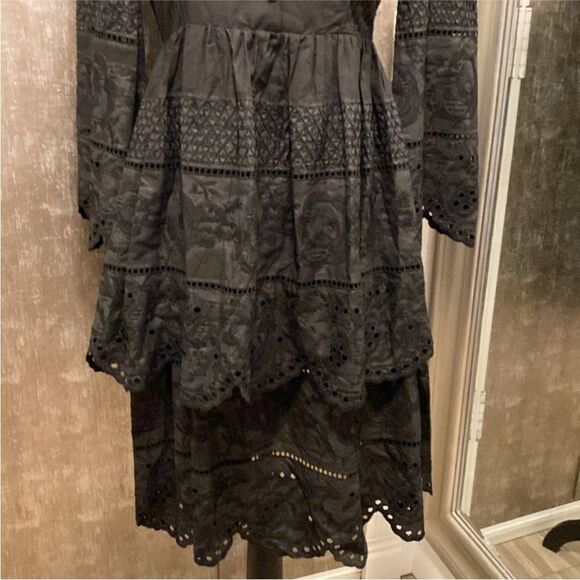 Adam Lippes tiered eyelet black dress, US2 - Picture 4 of 11